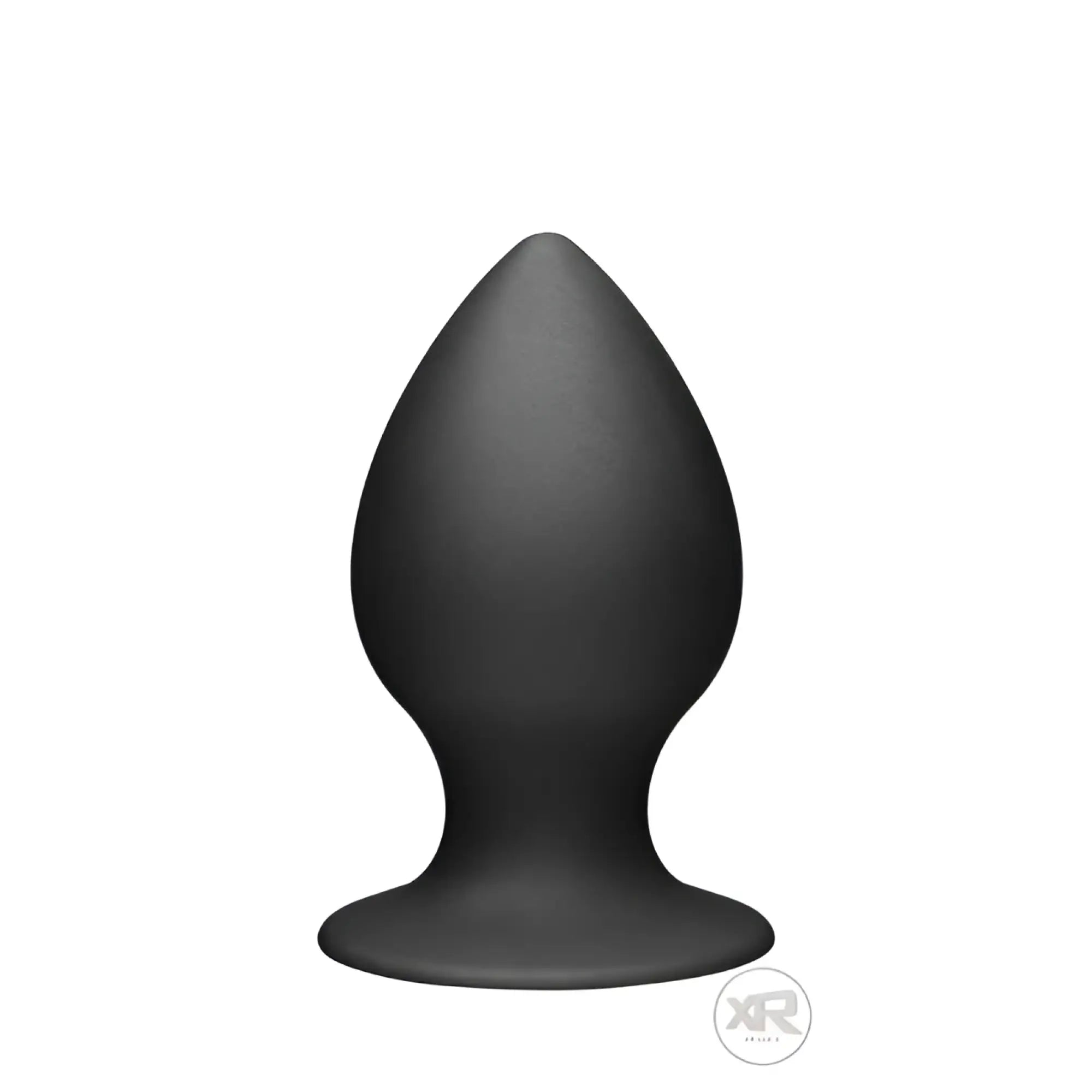 Black silicone Tom of Finland large anal plug with smooth teardrop design and rounded base for comfortable use