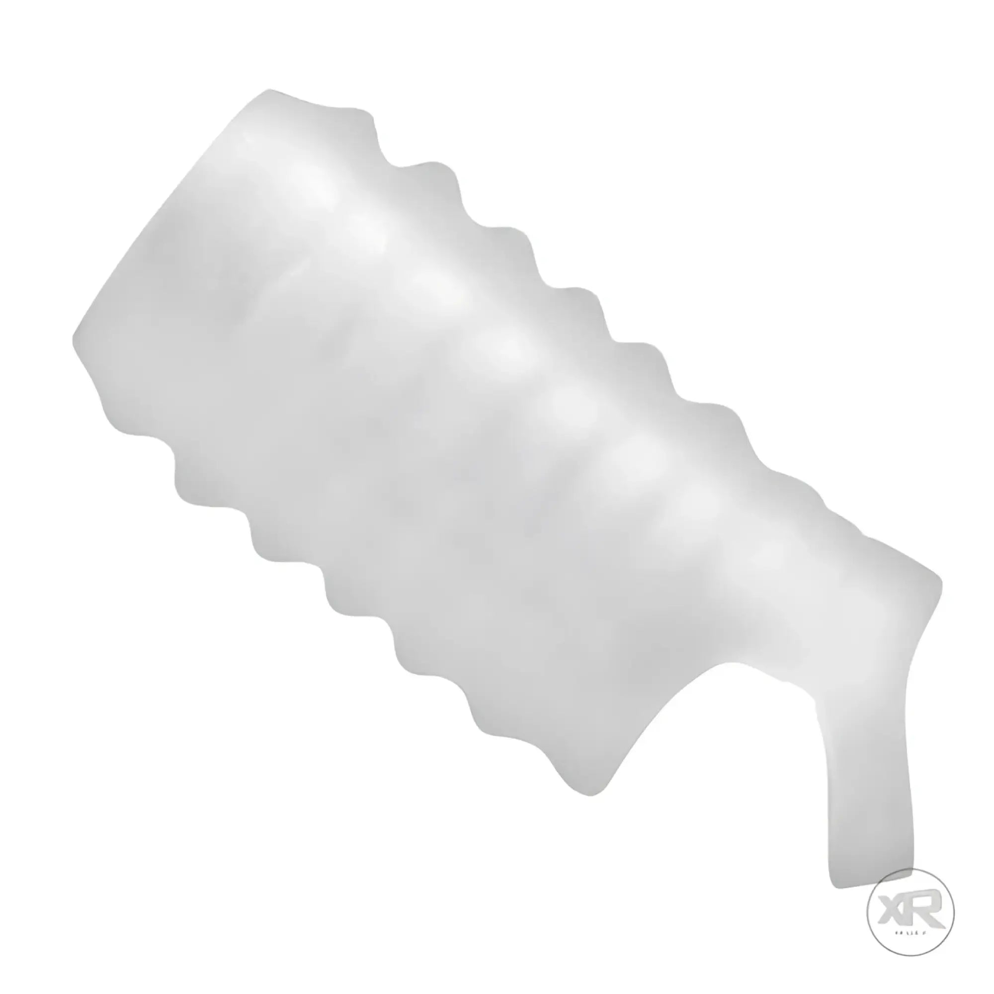 Tom of Finland Stroker Sheath: A translucent white, cylindrical silicone stroker with a ribbed, textured surface.
