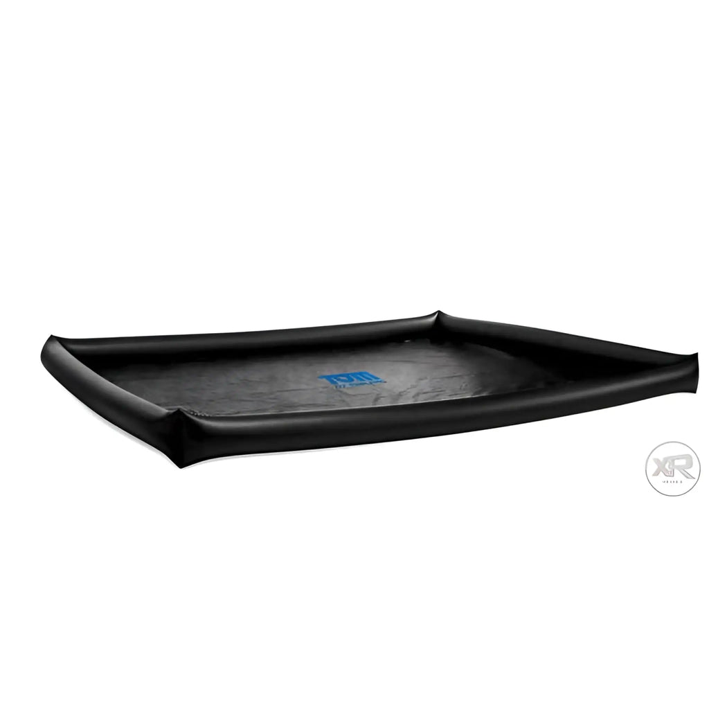 Tom of Finland Water Sports Sheet: A black, waterproof play mat with raised edges and a blue brand logo in the center.
