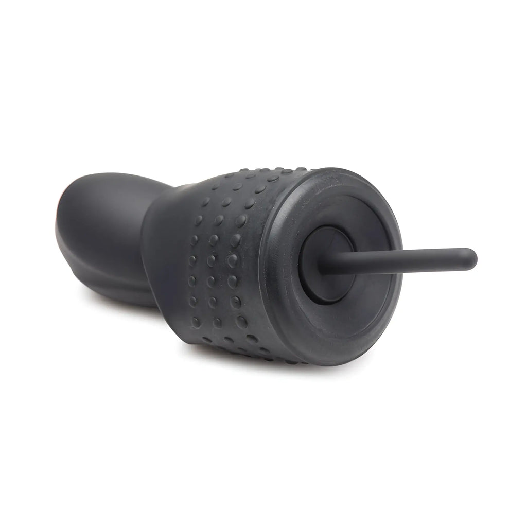 Black Trinity Men 10X vibrating penis head teaser with a textured silicone grip and a thin urethral sounding rod.