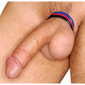 Trinity Men 3pk Stretchy Cock Ring Set featuring three slim, colorful silicone rings worn at the base of the penis.