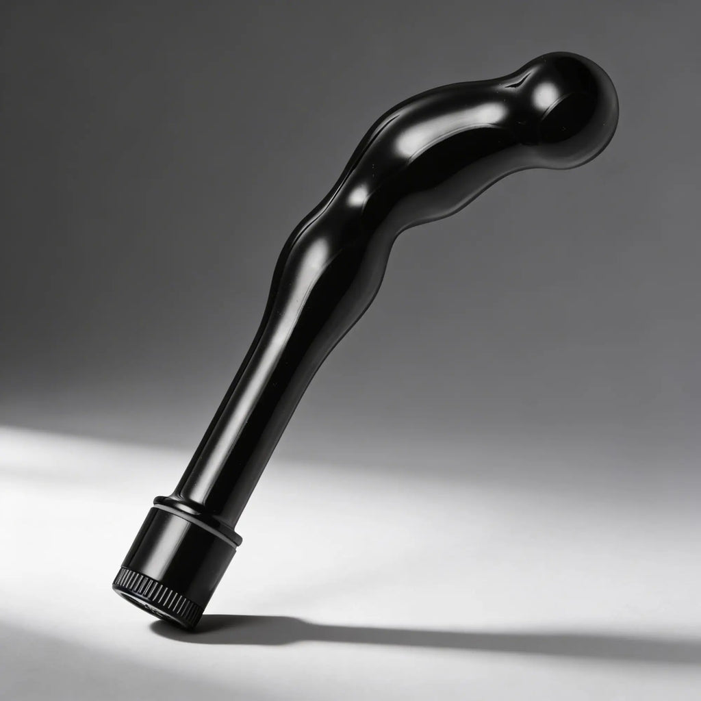 Trinity Men Ergo Prostate Vibe in sleek black, featuring a curved, ergonomic design against a gray background.