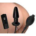 Trinity Men Inflatable & Vibratable black silicone butt plug with hand pump and remote control.