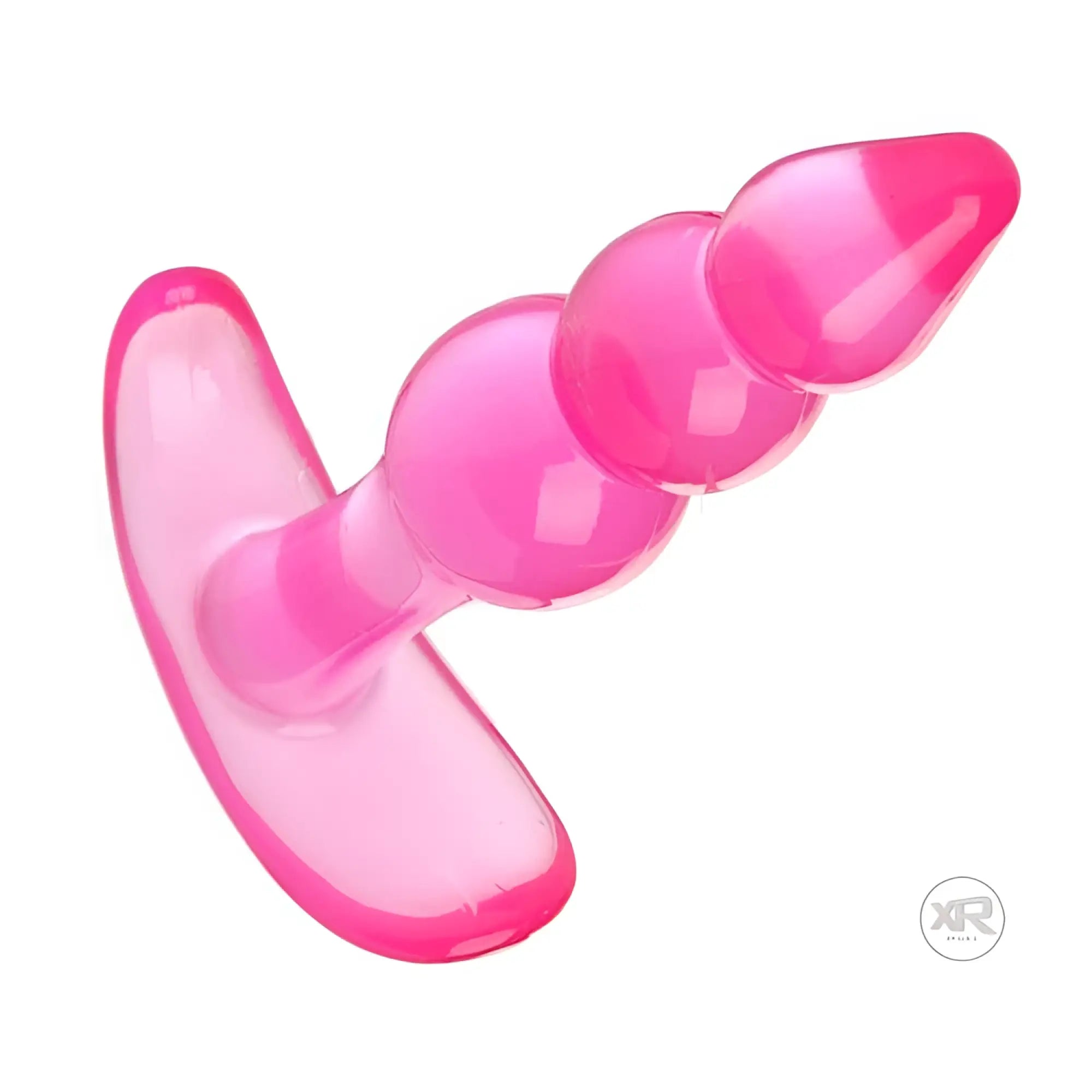 Trinity Vibes Bubbles beginner anal plug in translucent bright pink with a beaded shaft and T-shaped base.