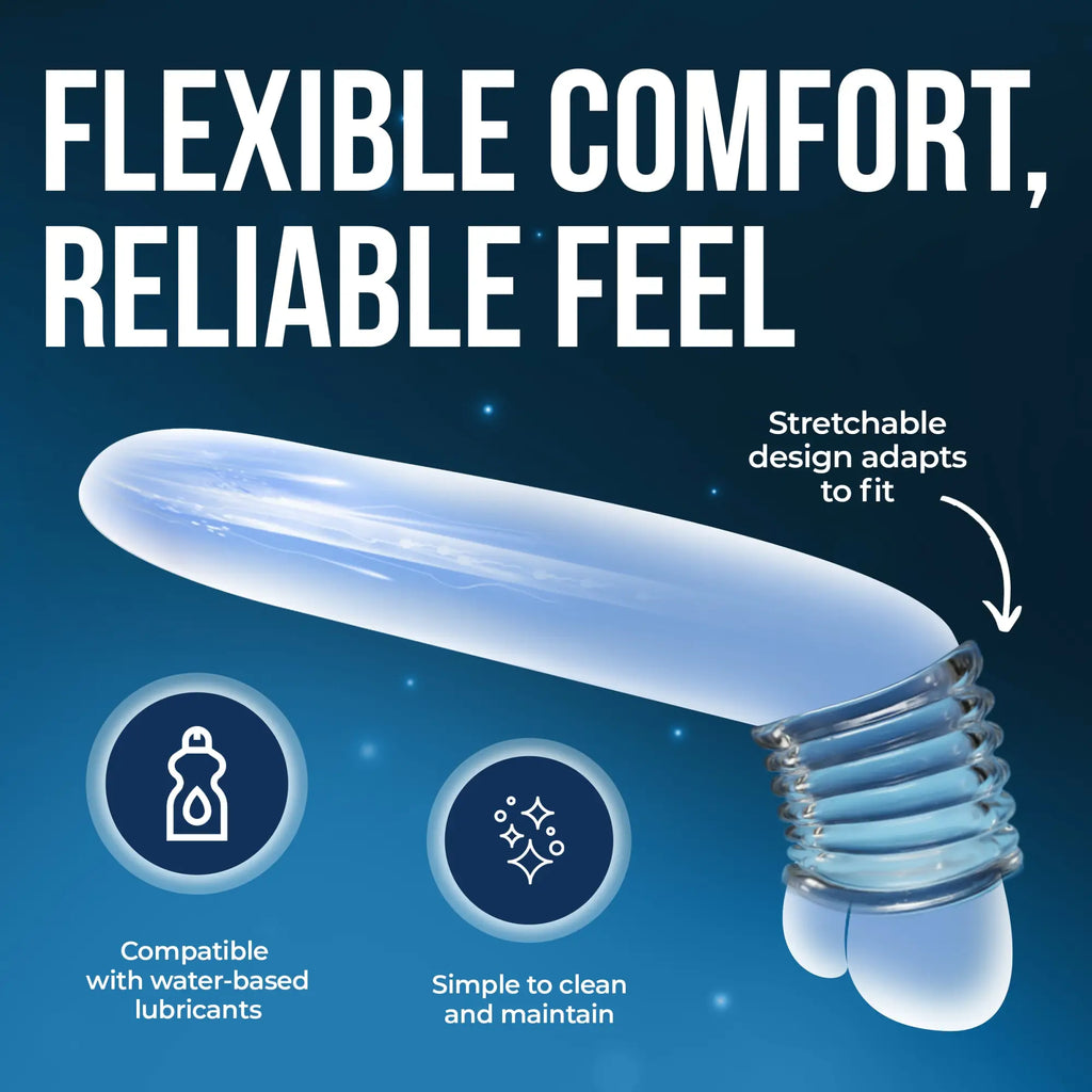 Trinity Vibes Spiral Ball Stretcher: a clear, flexible silicone ring with a spiral design for a comfortable, snug fit.
