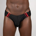 Tulio brief black briefs with bold red pipping stripe waistband for comfortable everyday wear