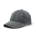 Gray tweed speckled baseball cap with herringbone pattern structured crown and curved brim for casual wear