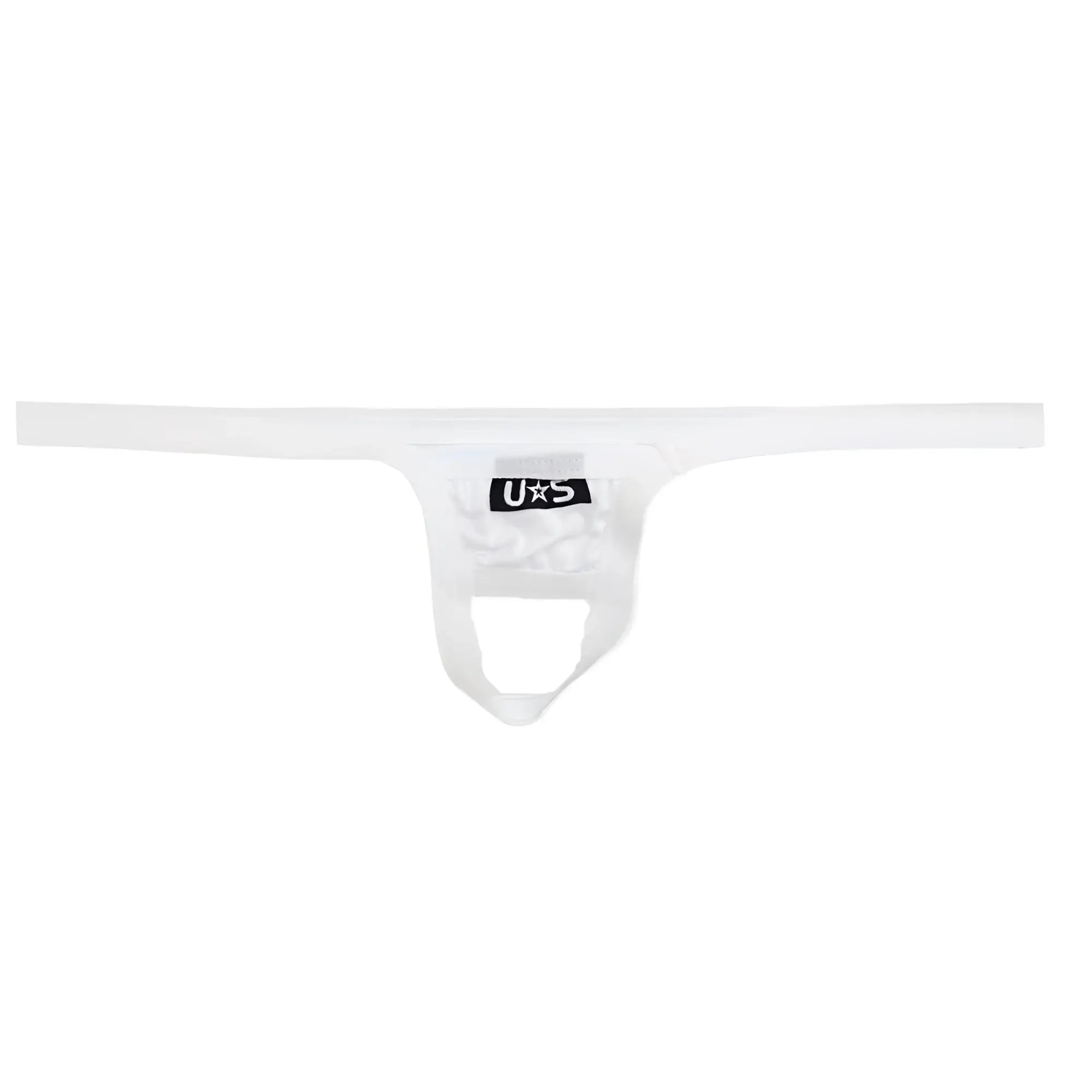 White u s branded thong made of smooth stretchy fabric with minimalist design for u station ball holder use