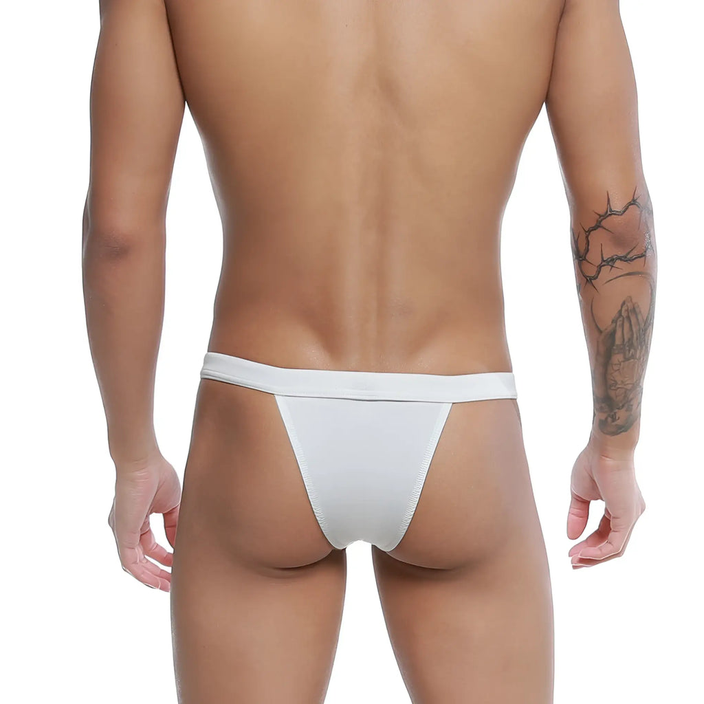 White thong briefs with smooth seamless design and narrow waistband from u-station bow bikini gray u0052-020