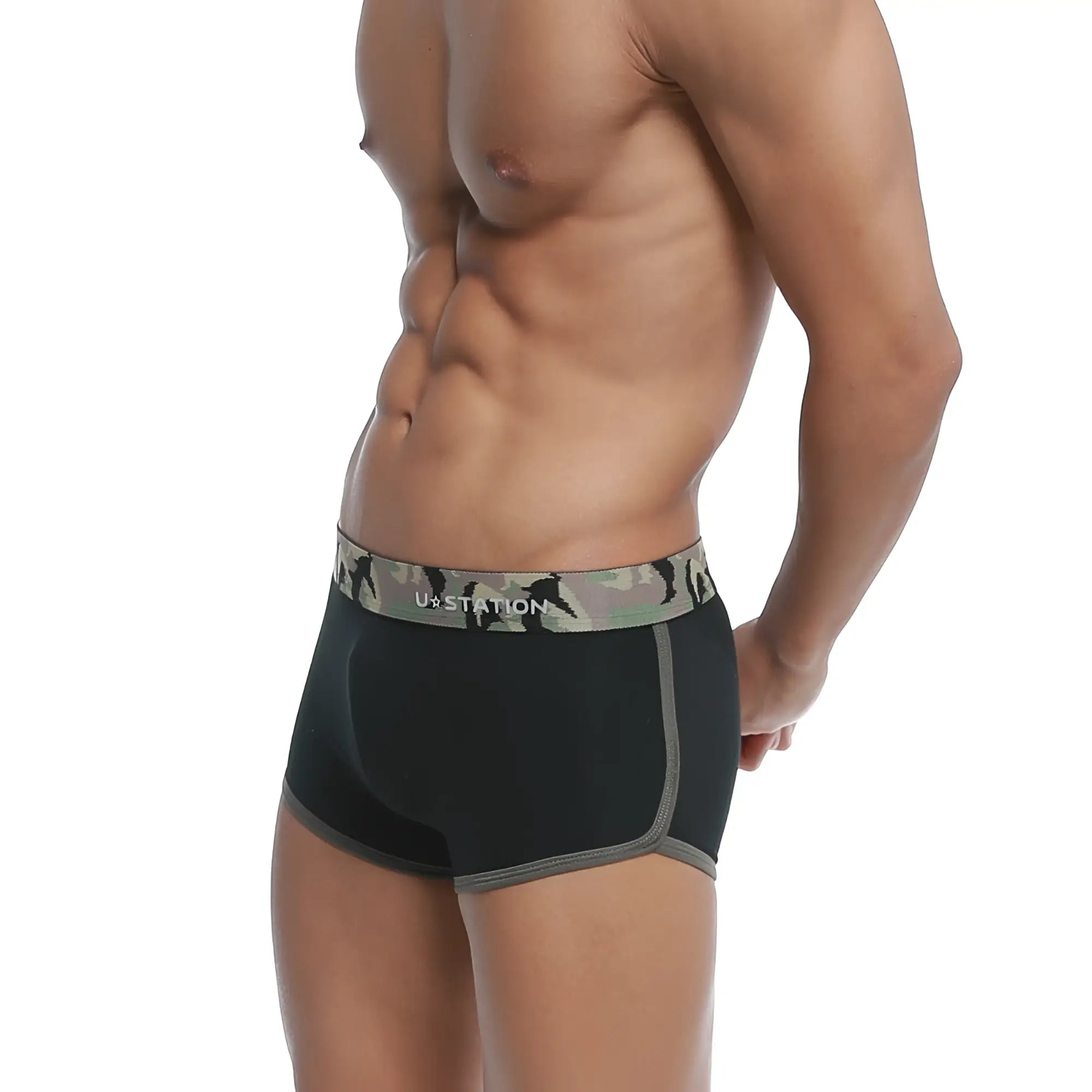 Black u.s. u-station brazilian trunk in khaki featuring durable fabric and practical design for casual wear