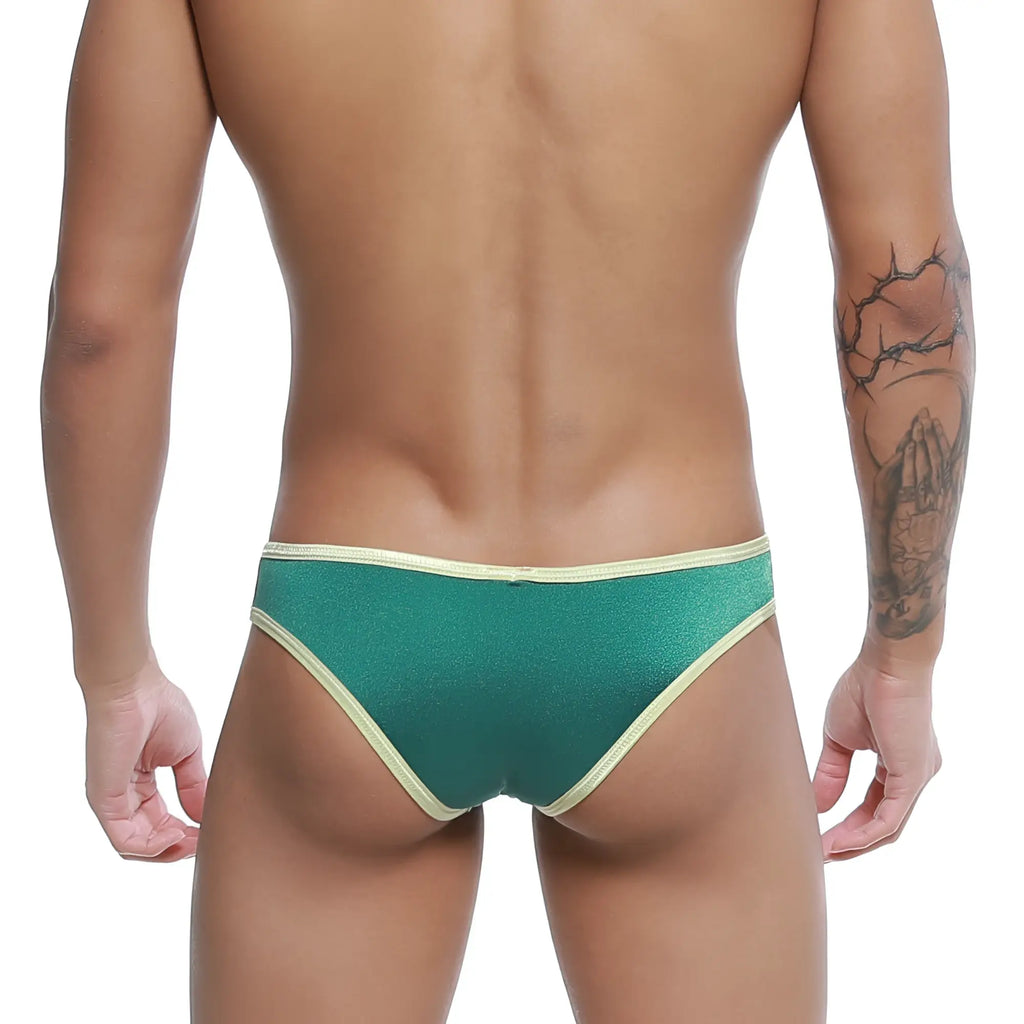 Green glittery briefs with cream-colored trim from u-station encore bikini green u0082-301 collection