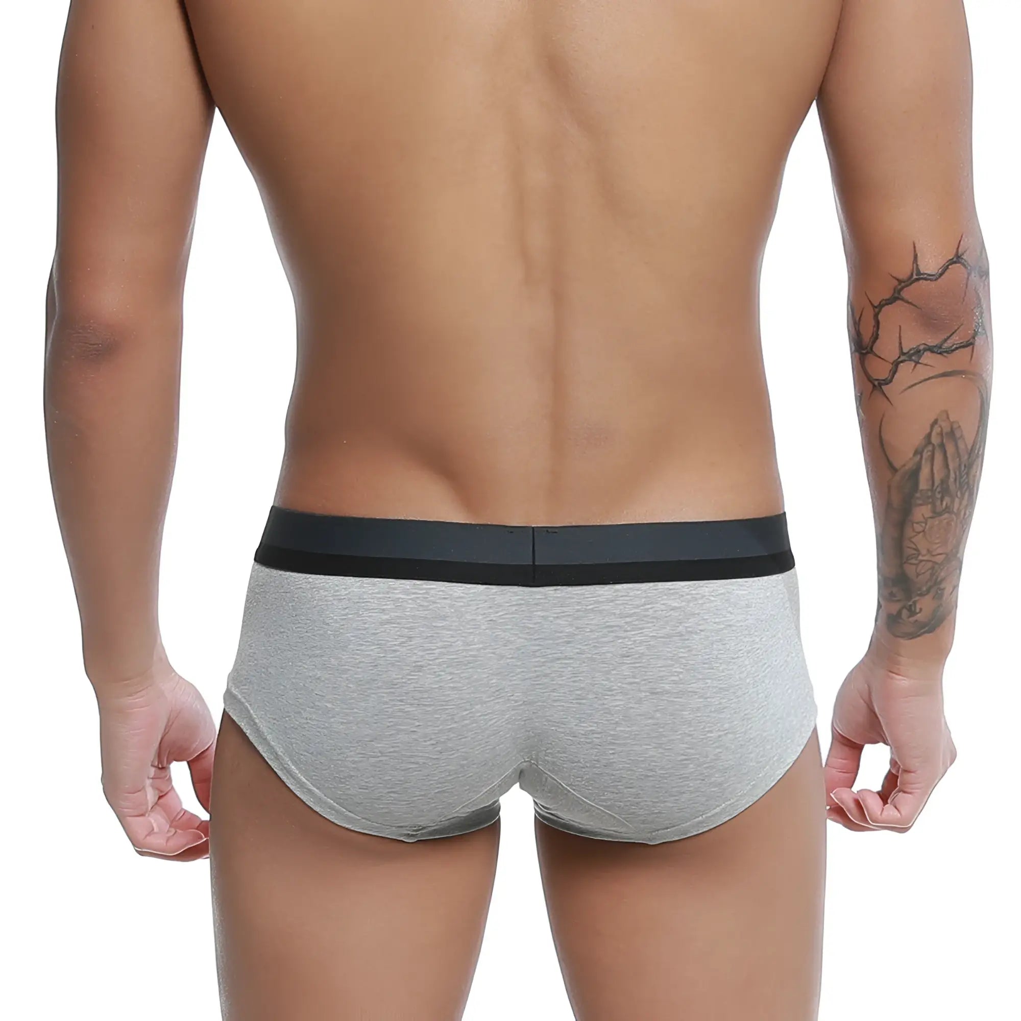 Gray heathered u-station nano boxer brief u0015-020 with solid black waistband for comfortable everyday wear