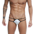 White and black U-Station skeleton bikini U0062-100 thong with sleek minimalist design showing front side view