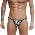 Black and white camouflage string thong with black waistband featuring urs brand logo u-station u0304-994