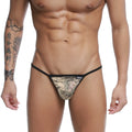 U-station string thong gold peacock black and gold patterned sleek modern design front view lingerie