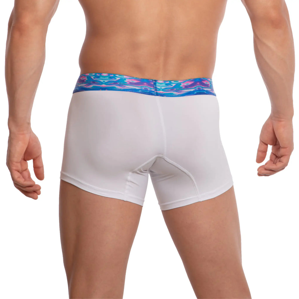 Udp udg002 boxer brief white with vibrant abstract blue and purple patterned waistband for comfortable wear