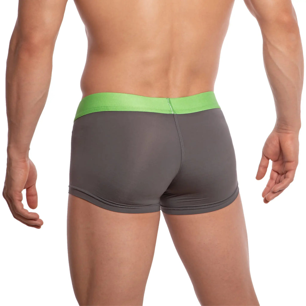 Udp UDG003 boxer trunk gray briefs with bright green waistband offering comfortable fit and stylish design