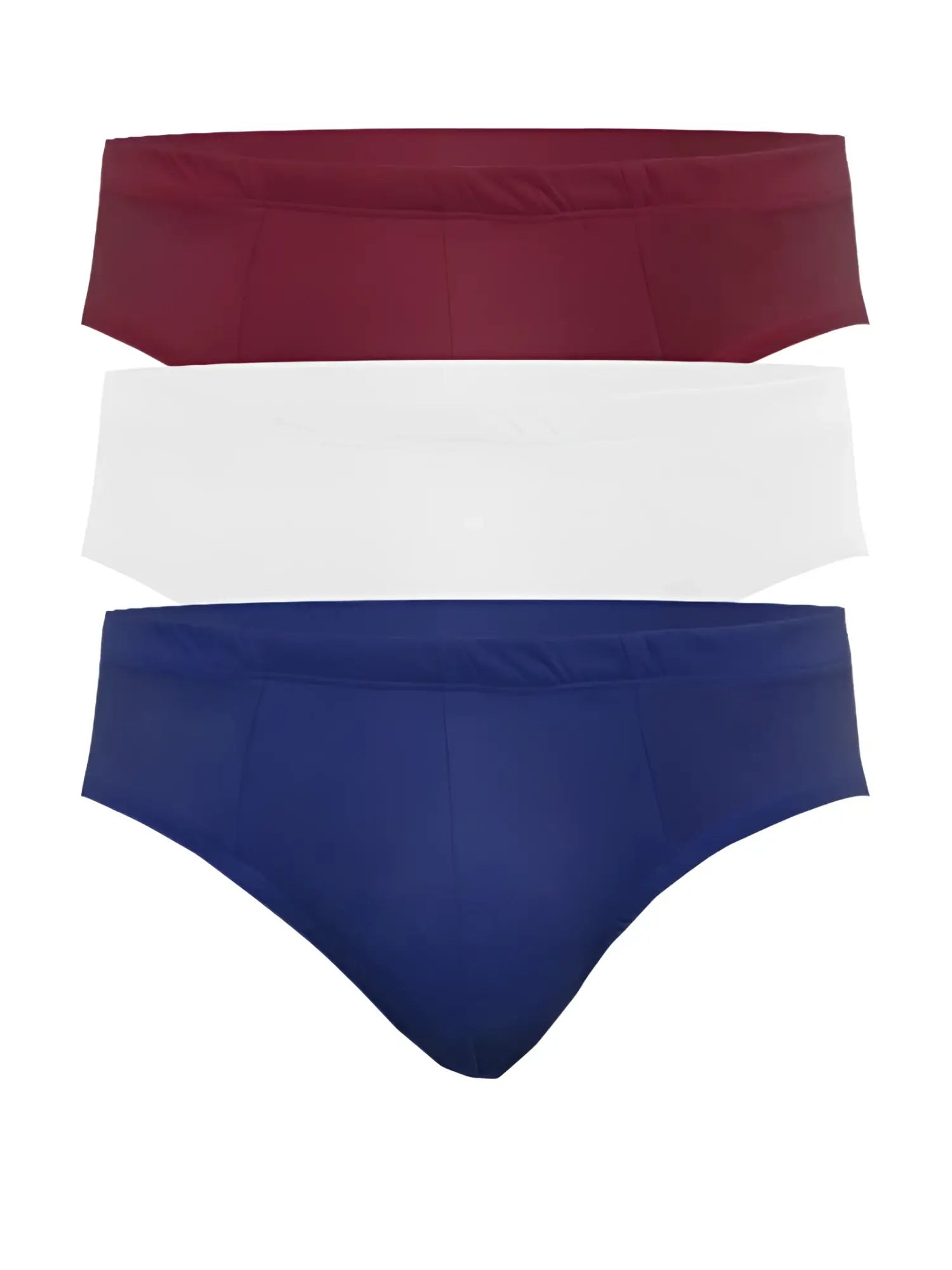Set of three ug contour basic brief solid-colored briefs in burgundy white and navy blue for everyday comfort