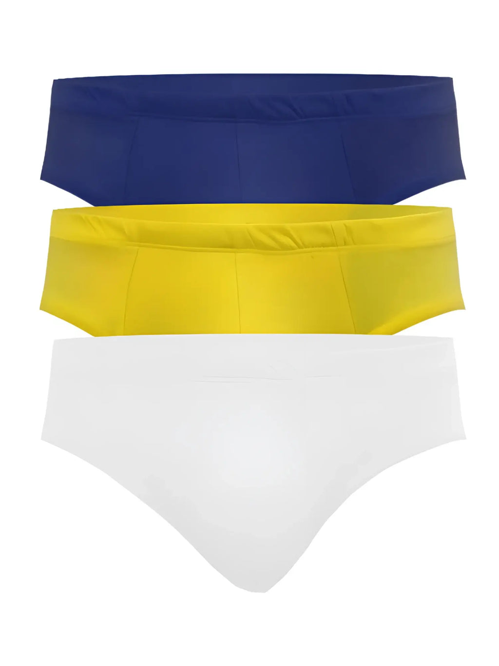 Set of three ug contour basic briefs in navy yellow and white with solid colors for comfortable everyday wear