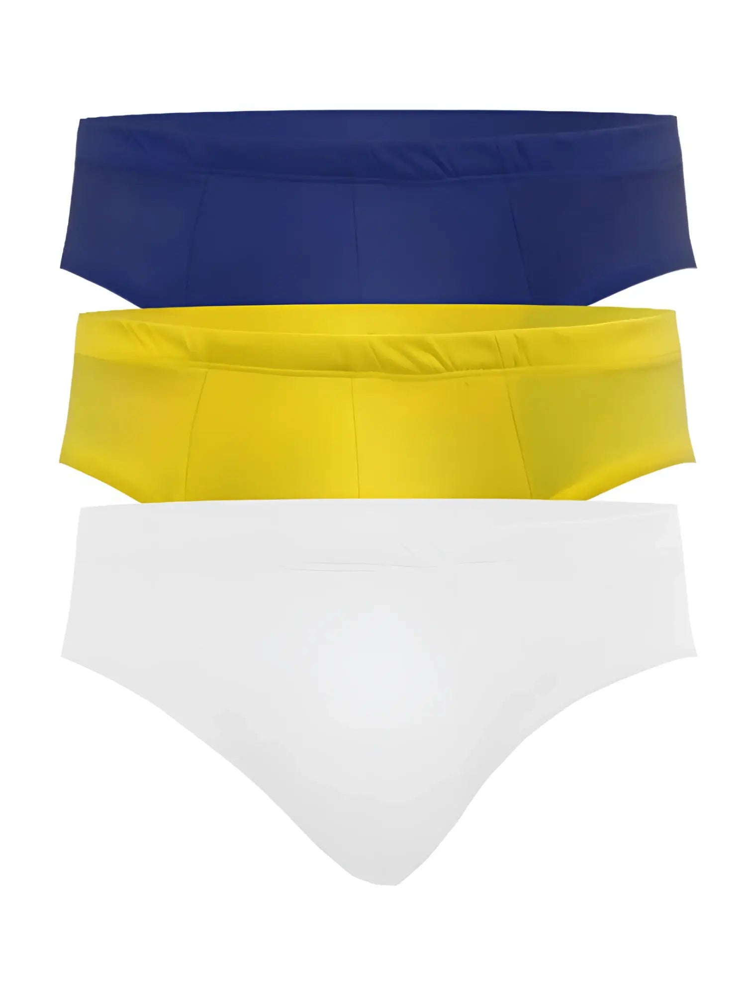 Set of three ug contour basic briefs in navy yellow and white with solid colors for comfortable everyday wear