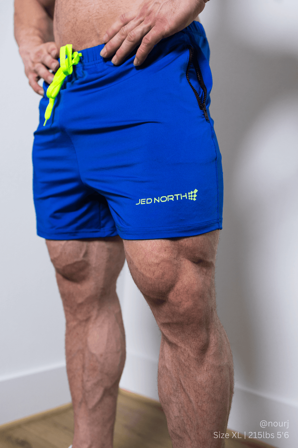 Jed North Men's Agile Bodybuilding 4'' Shorts w Zipper Pockets - Royal Blue