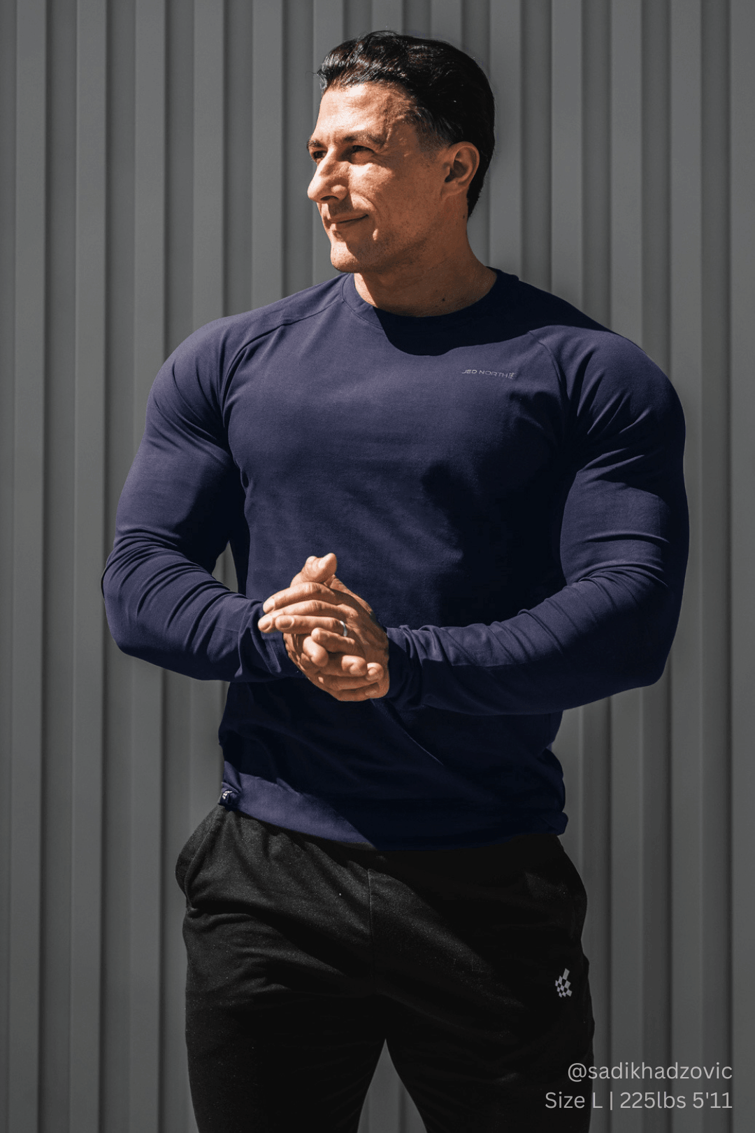 Jed North Titan Muscle-Fit Long Sleeve T-Shirt - Navy