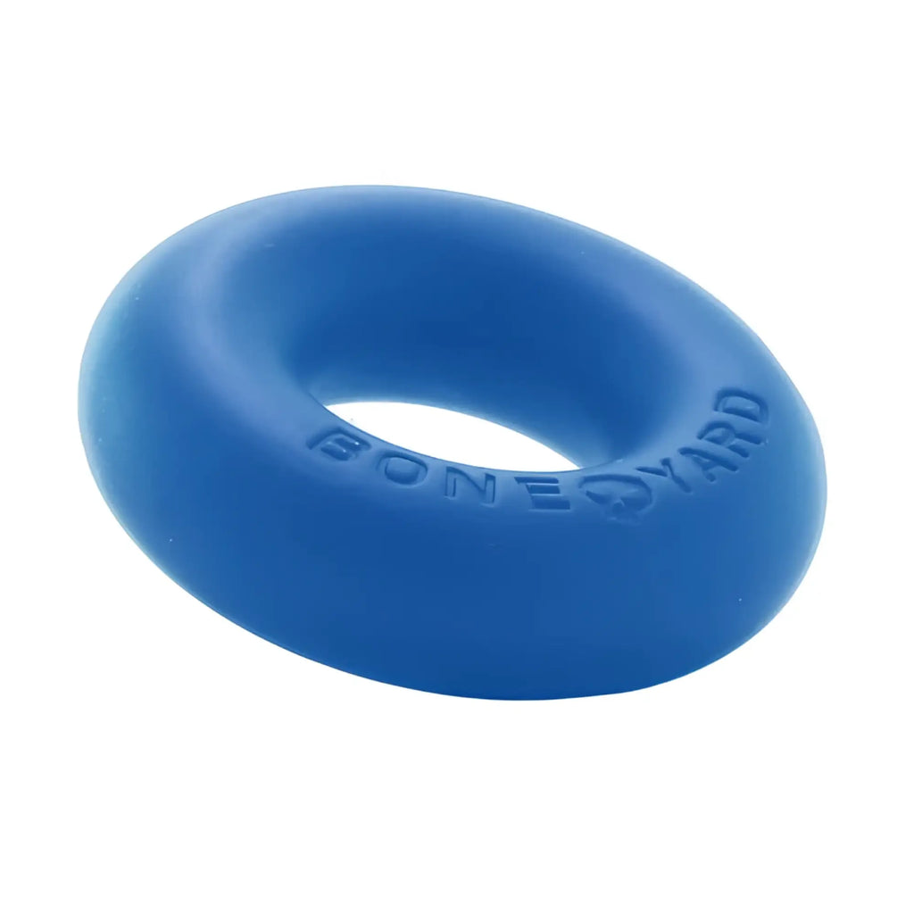 Blue ultimate silicone ring featuring a silicone grip and bone yard embossed on the outer surface