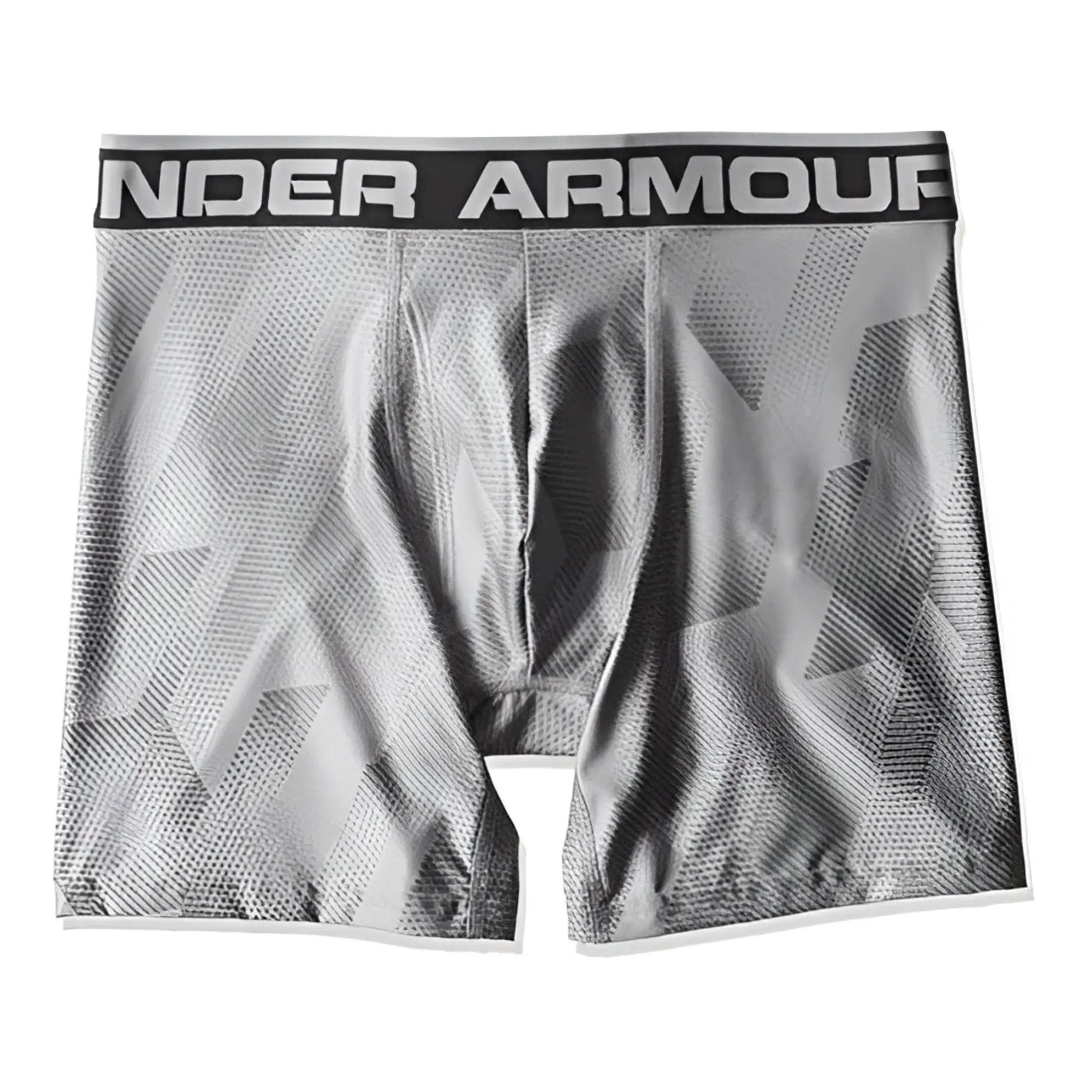 Gray under armour original 6in boxerjock boxer brief with geometric pattern and black waistband size xs