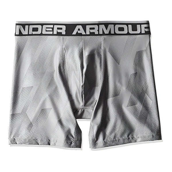 Gray under armour original 6in boxerjock boxer brief with geometric pattern and black waistband size xs