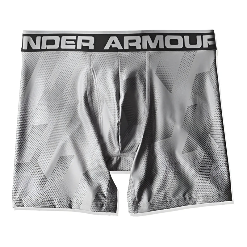 Gray under armour original 6in boxerjock boxer brief with geometric pattern and black waistband size xs