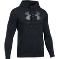 Under armour rival fitted graphic black hoodie with gray logo and drawstrings size m for athletic wear