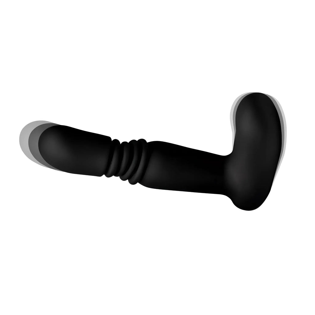 Black Under Control silicone thrusting anal plug with a motion-blur effect to show movement.