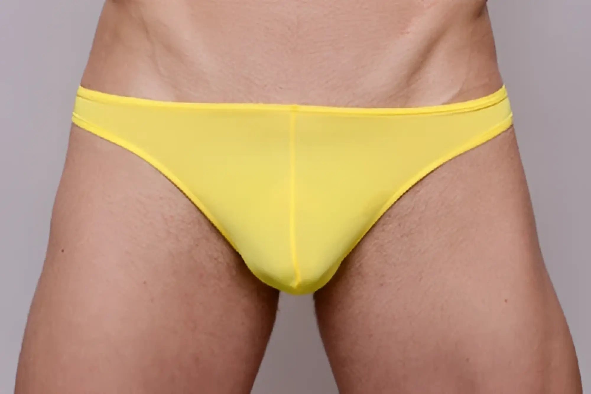 Bright yellow sheer mesh briefs from 3 pack pride metro thong showcasing breathable lightweight fabric design