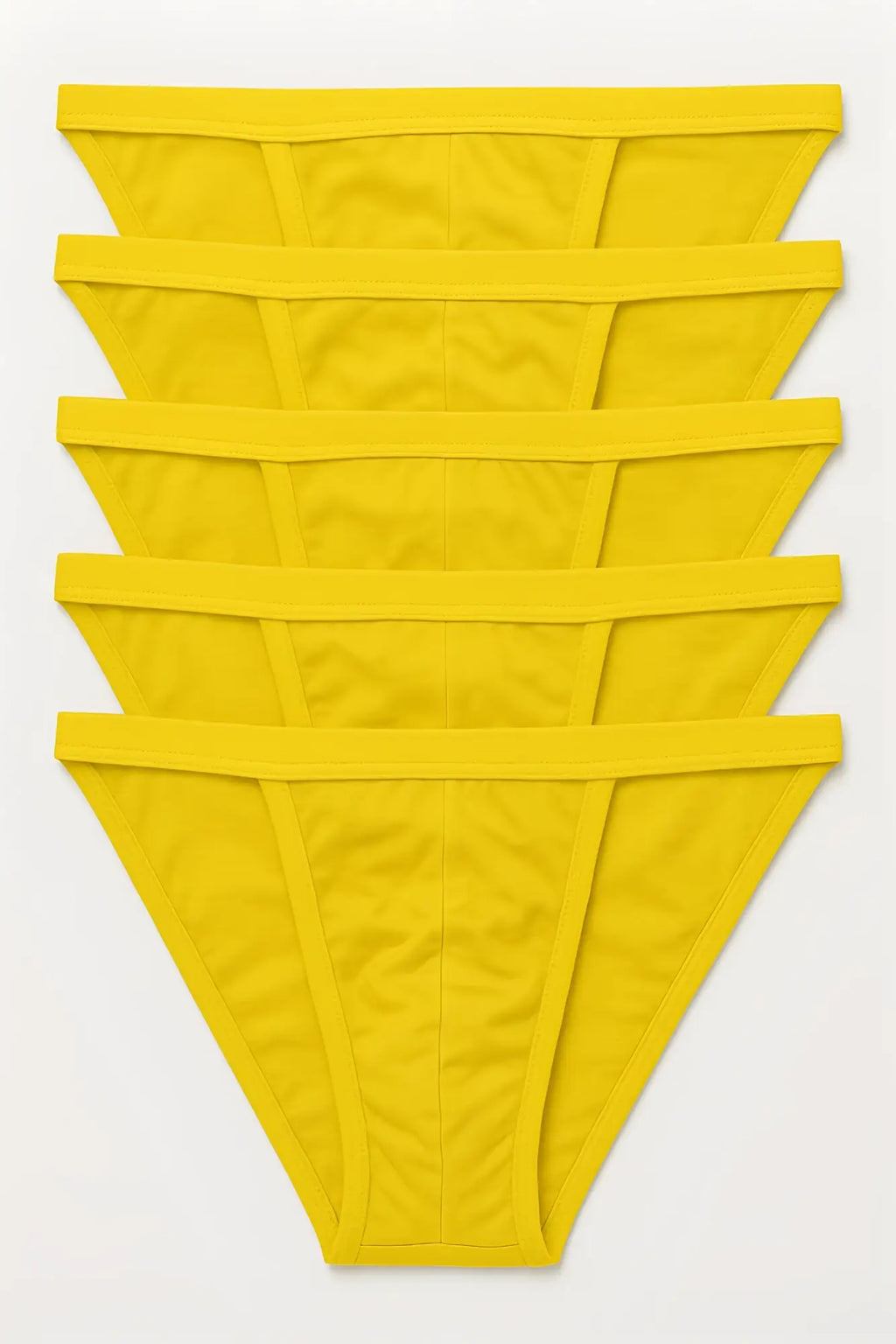 Bright yellow seamless thong underwear set from 5-pack contour cutaway bikini 100 percent cotton collection