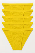 Bright yellow seamless thong underwear set from 5-pack contour cutaway bikini 100 percent cotton collection