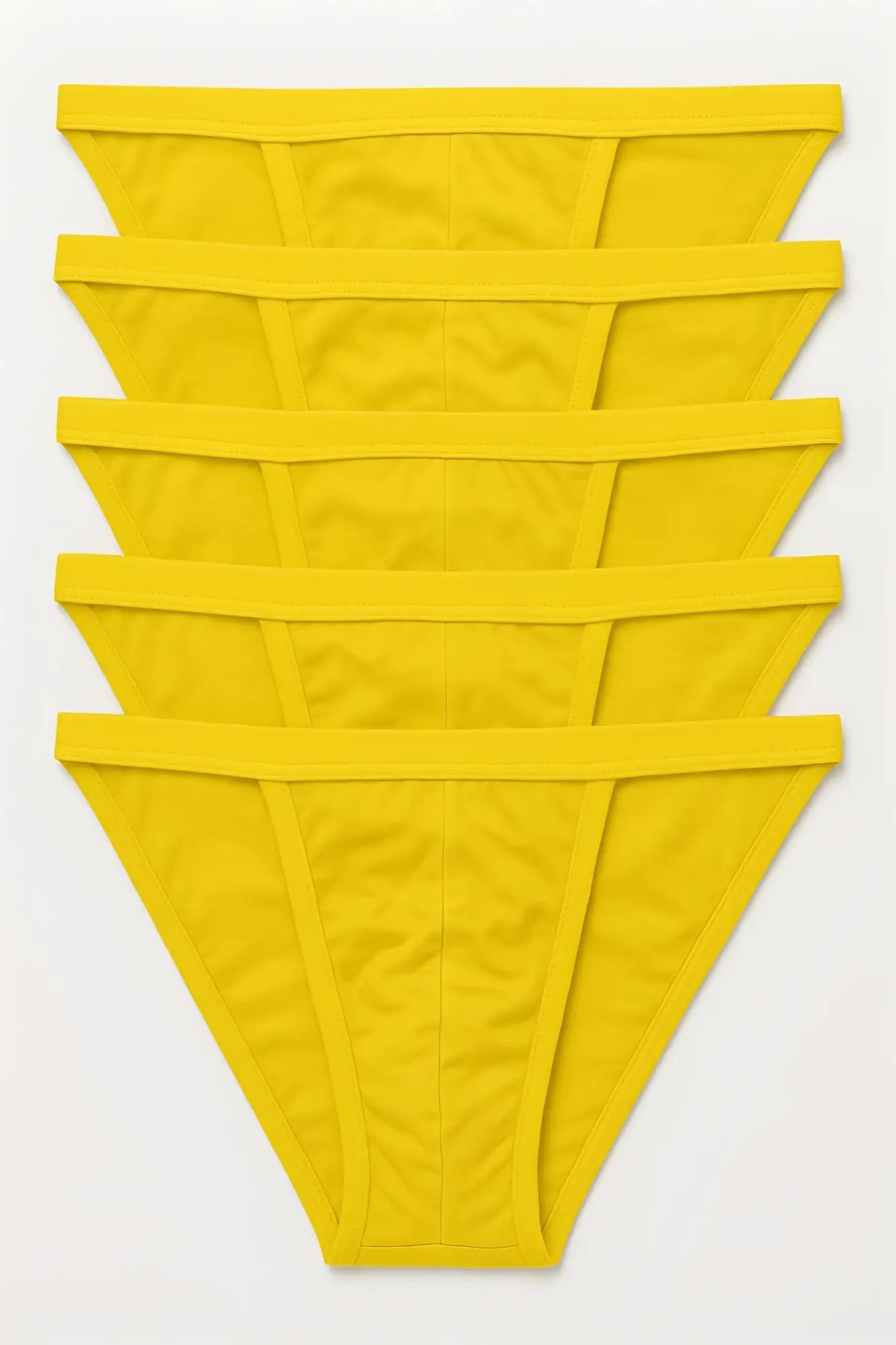 Bright yellow seamless thong underwear set from 5-pack contour cutaway bikini 100 percent cotton collection