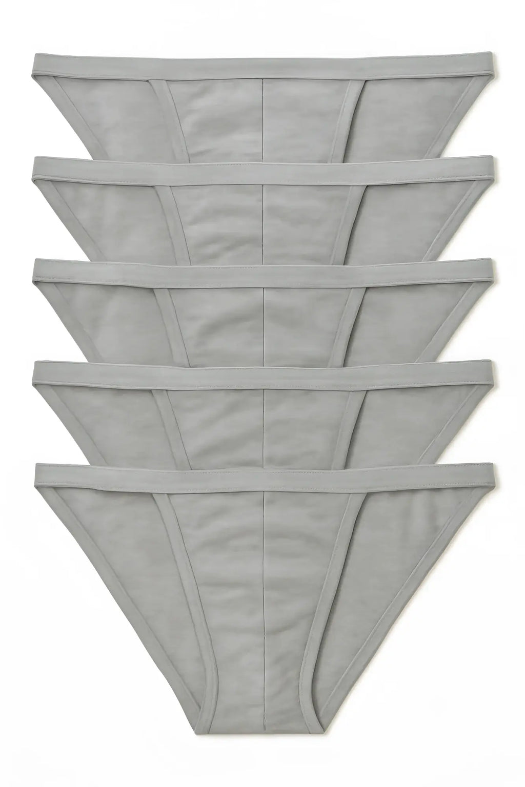 Five-pack light gray thong underwear stack 100% cotton contour cutaway bikini for comfortable daily wear
