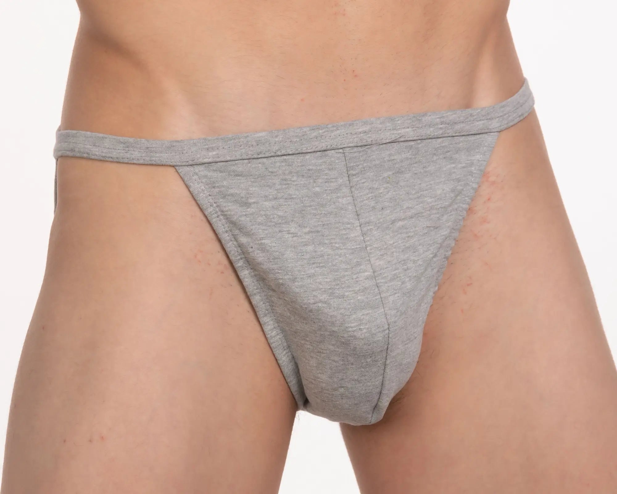 Gray heathered cotton briefs with narrow waistband and central seam from 5-pack contour cutaway bikini set 100% cotton