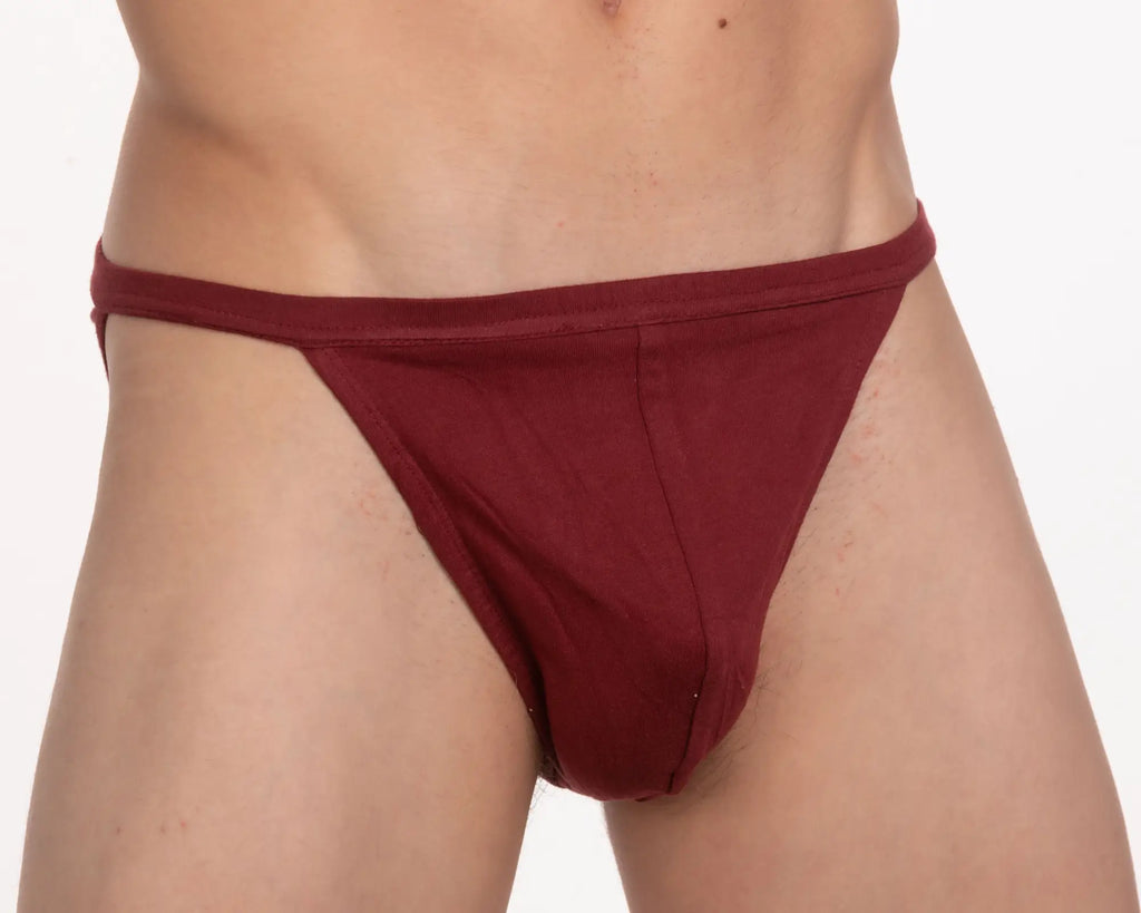 Maroon contour cutaway bikini briefs 100 percent cotton with smooth fabric and form fitting design in a 5 pack