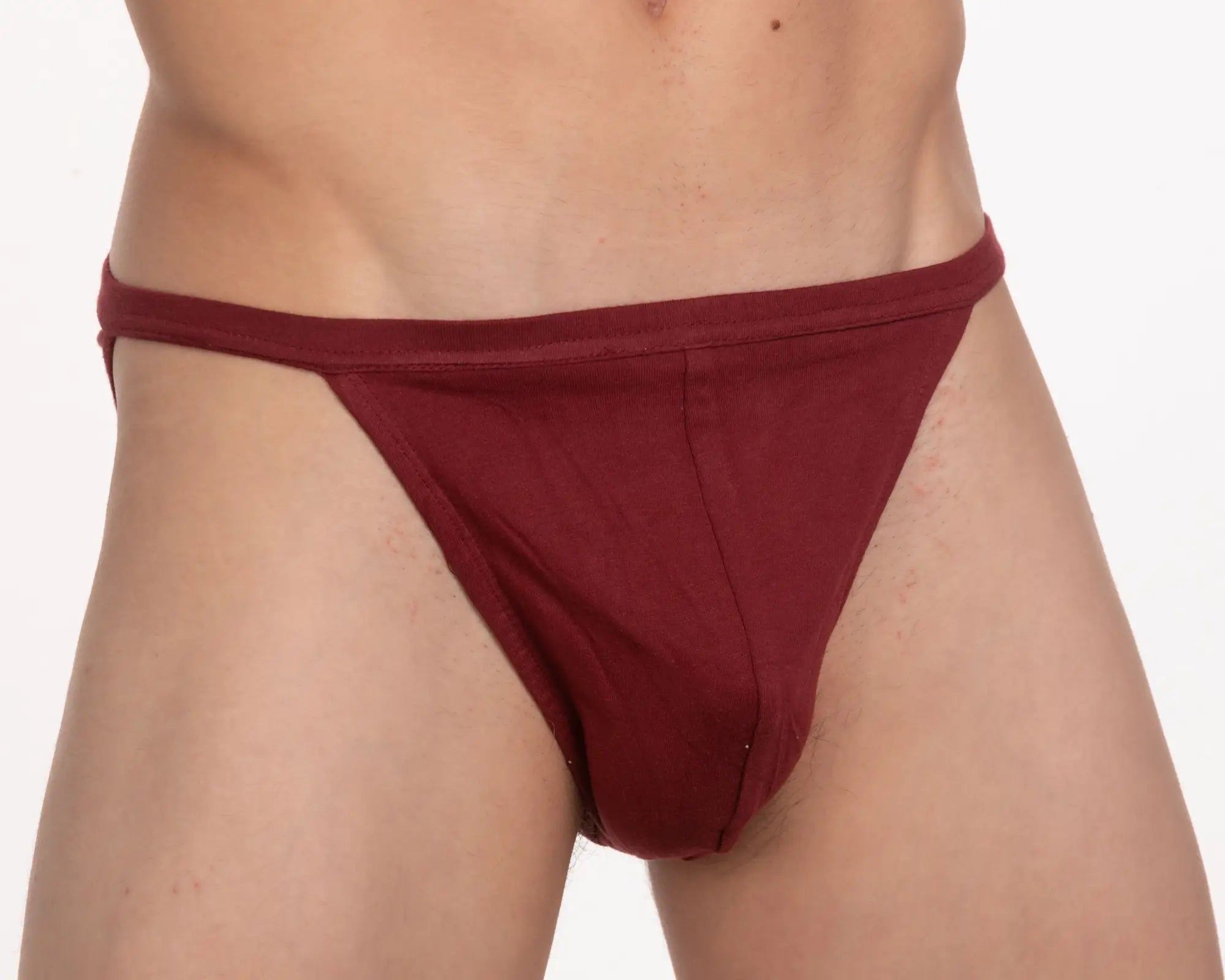 Maroon contour cutaway bikini briefs 100 percent cotton with smooth fabric and form fitting design in a 5 pack