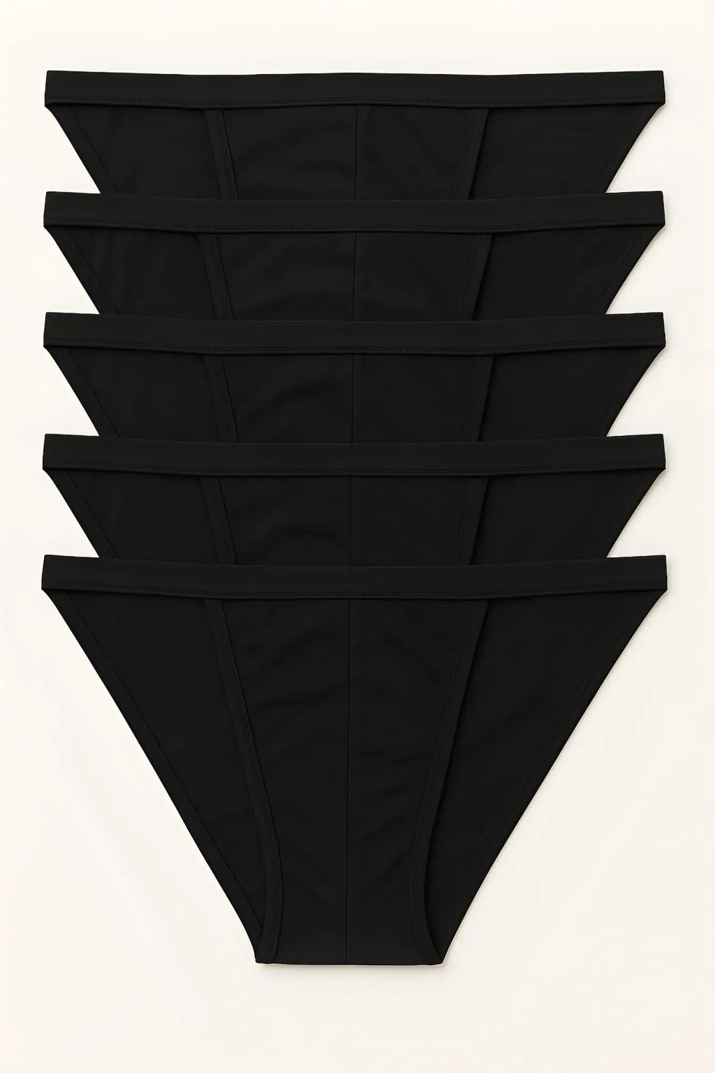 Set of five black seamless briefs 5-pack contour cutaway bikini made of 100% cotton for everyday comfort