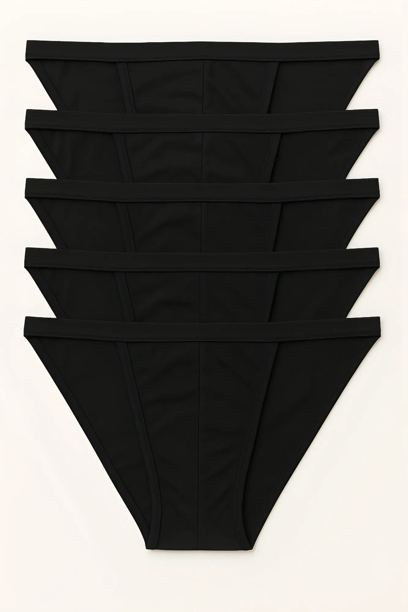 Set of five black seamless briefs 5-pack contour cutaway bikini made of 100% cotton for everyday comfort