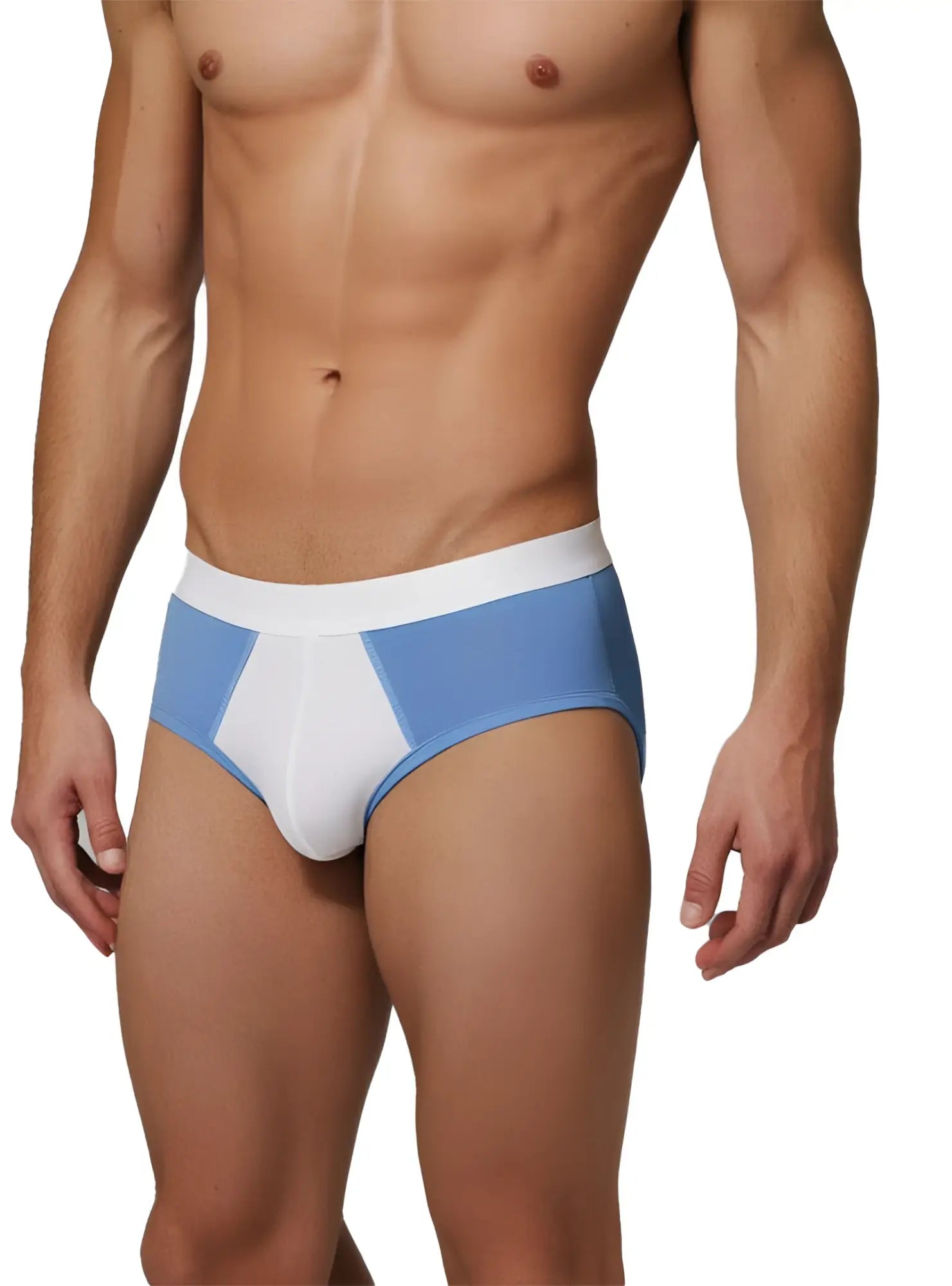 Undergear basix stan two-tone blue and white athletic briefs with sleek modern design in sizes s and 2xl