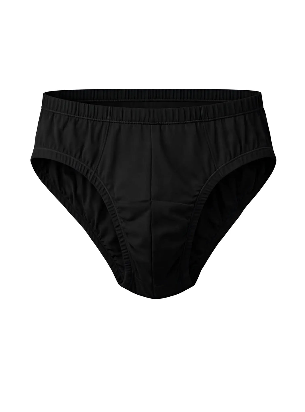 Black mens briefs undergear contour basic brief with elastic waistband and smooth seamless design shown from back