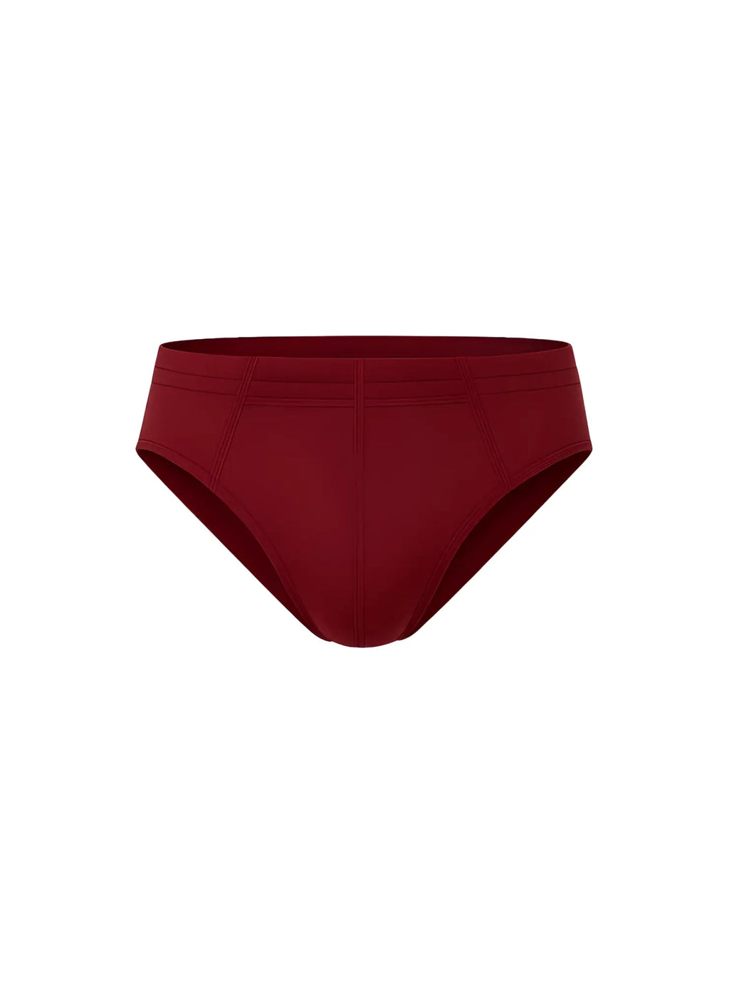 A sleek essential cotton brief in solid burgundy with smooth fabric finish and subtle seam detailing