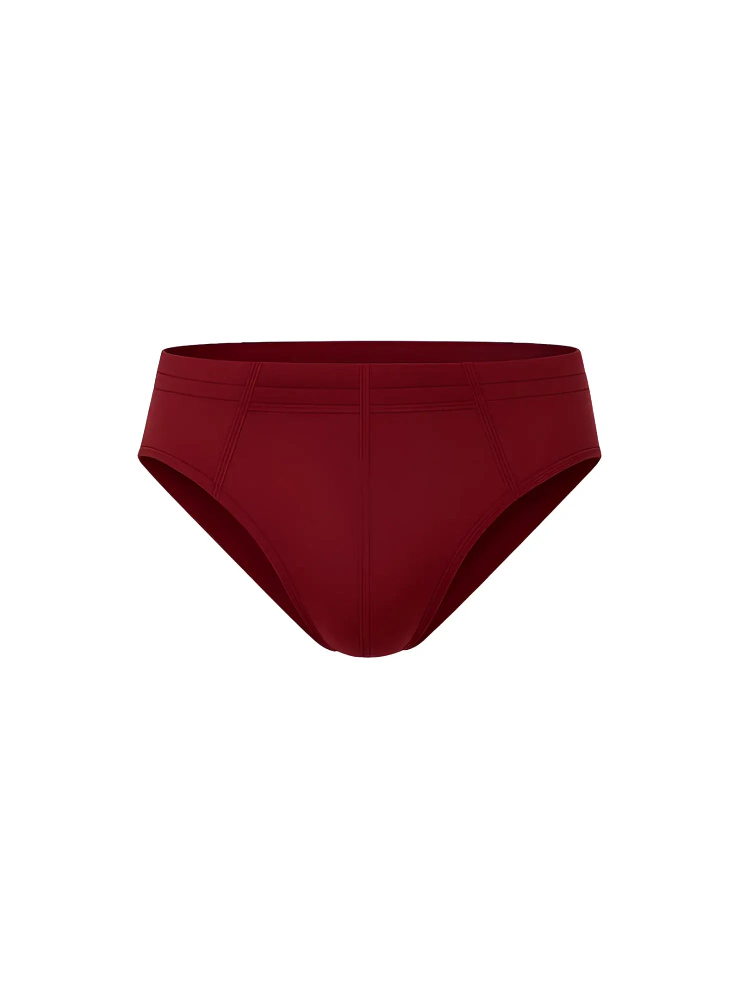 A sleek essential cotton brief in solid burgundy with smooth fabric finish and subtle seam detailing