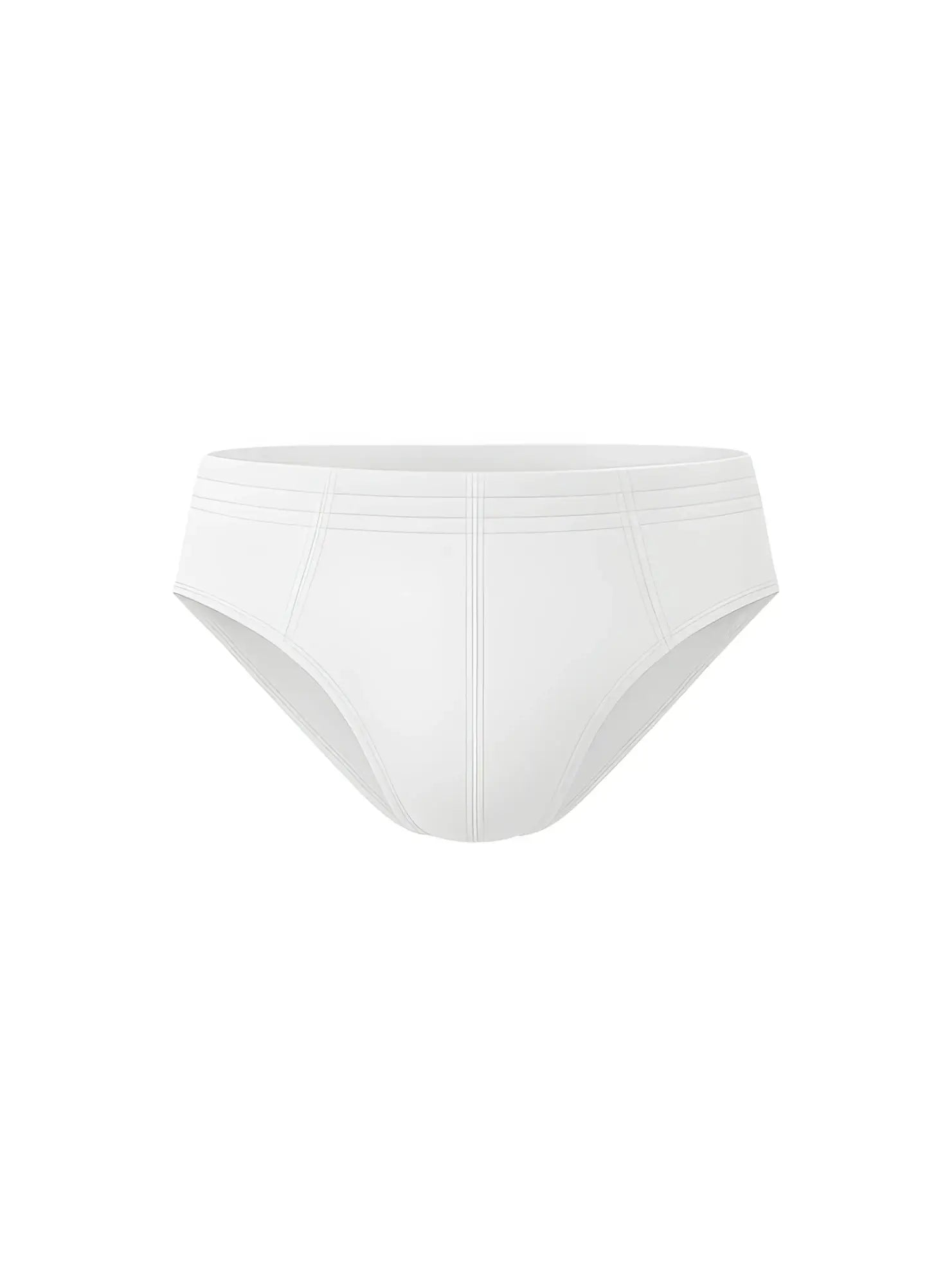 White essential cotton brief with smooth seamless design and subtle stitching details visible on the front side