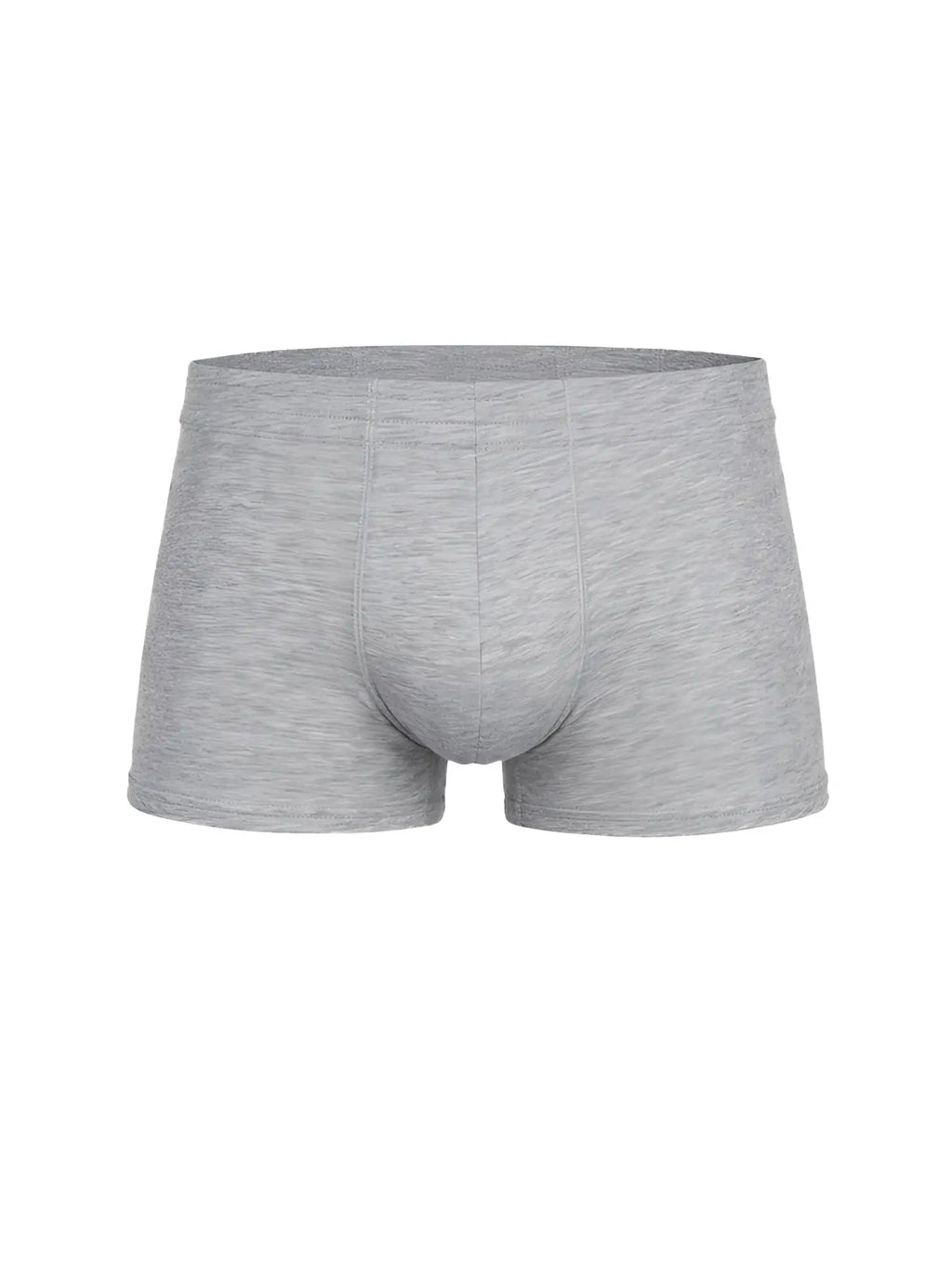 Gray heathered cotton essential trunk briefs with soft seamless waistband and classic cut front view