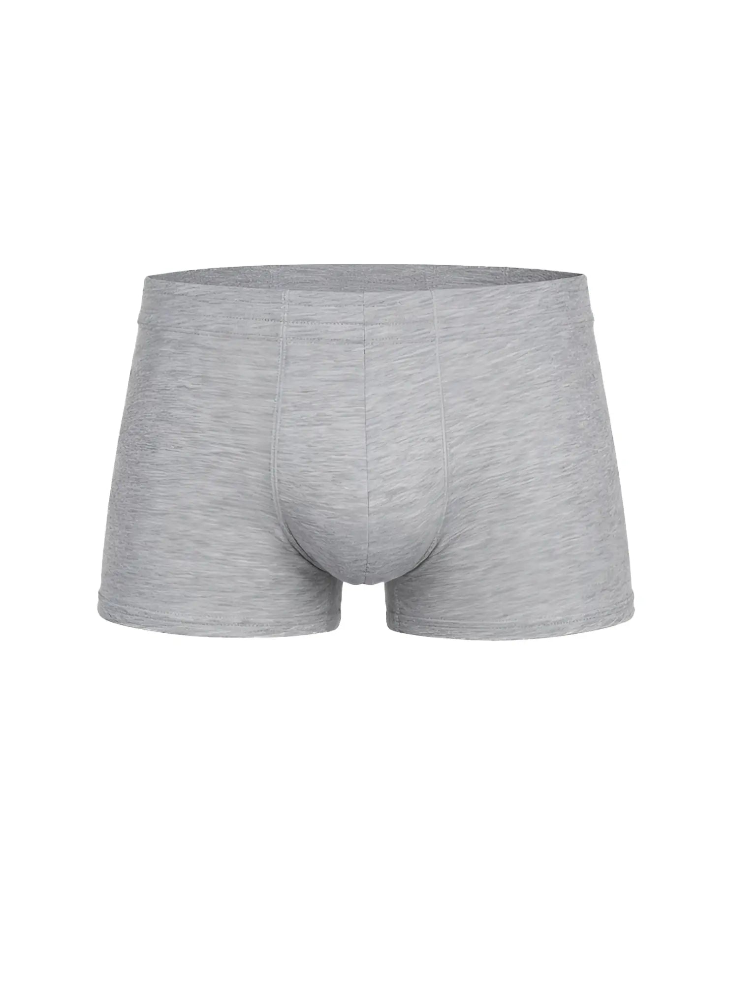 Gray heathered cotton essential trunk briefs with soft seamless waistband and classic cut front view