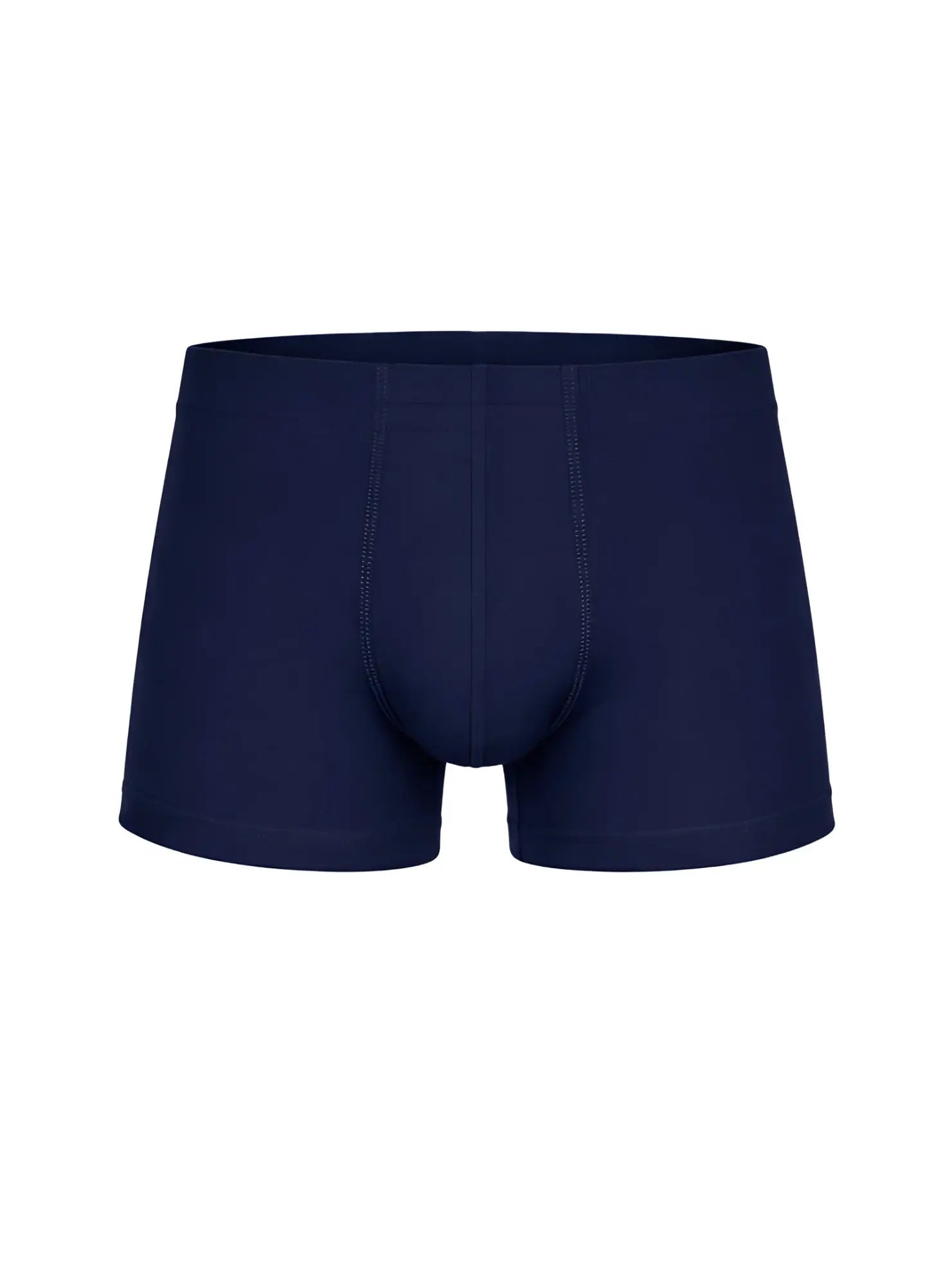Navy blue cotton essential trunk briefs with smooth seamless design and reinforced stitching
